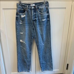 PISTOLA Charlie Jeans Distressed Straight Leg Button Fly High Rise Denim 25 Y2K
